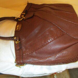 Coach Madison Lindsey Diagonal Pleated Mixed Exotic Satchel